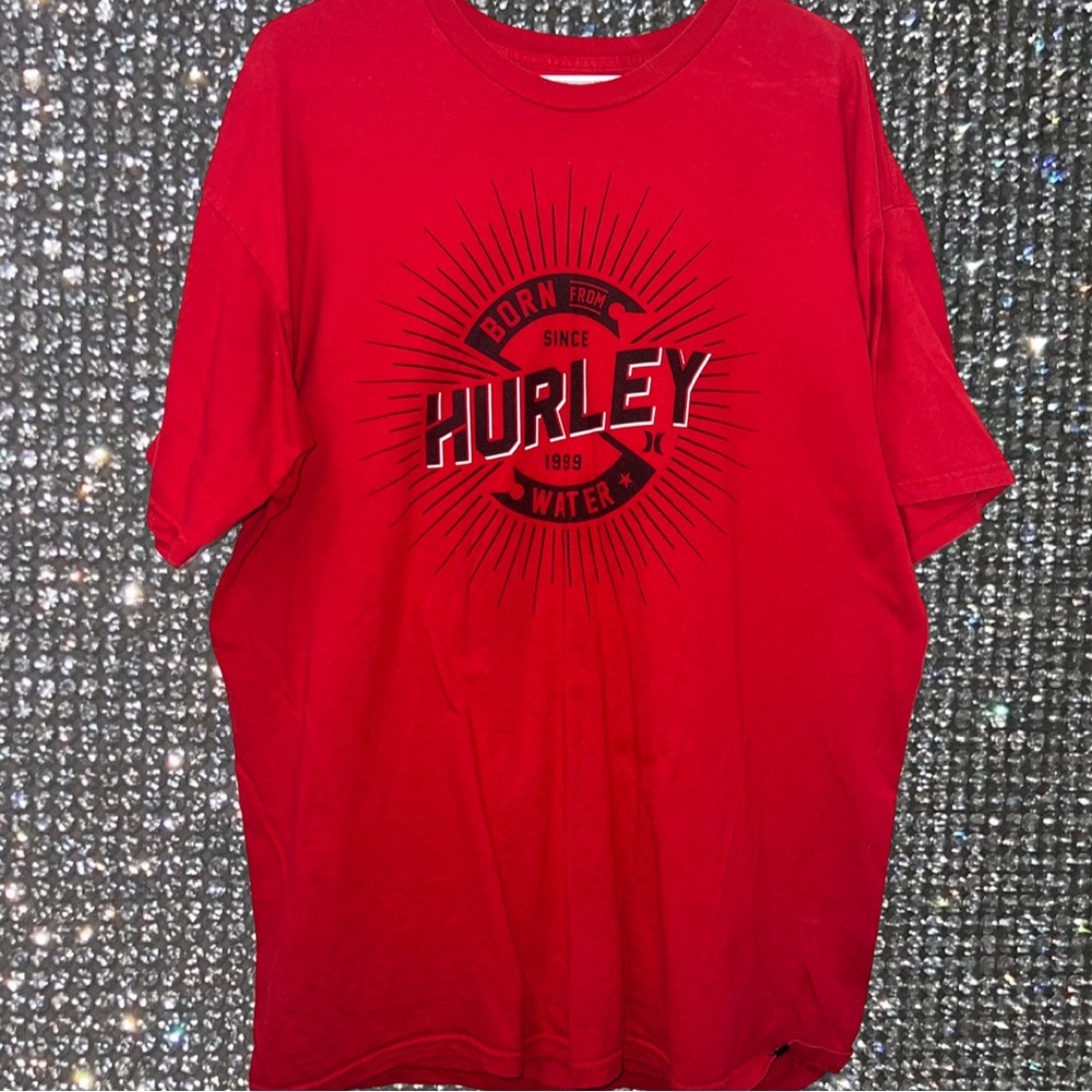 Hurley red black graphic tshirt top logo emblem skater surfer summer lightweight